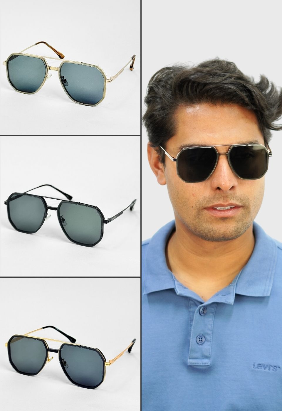 ggafas.com -Gafas Sol Filtro UV400 Lente Polarizado Dorado-Azul ggafas.com -Gafas Sol Filtro UV400 Lente Polarizado Dorado-Azul