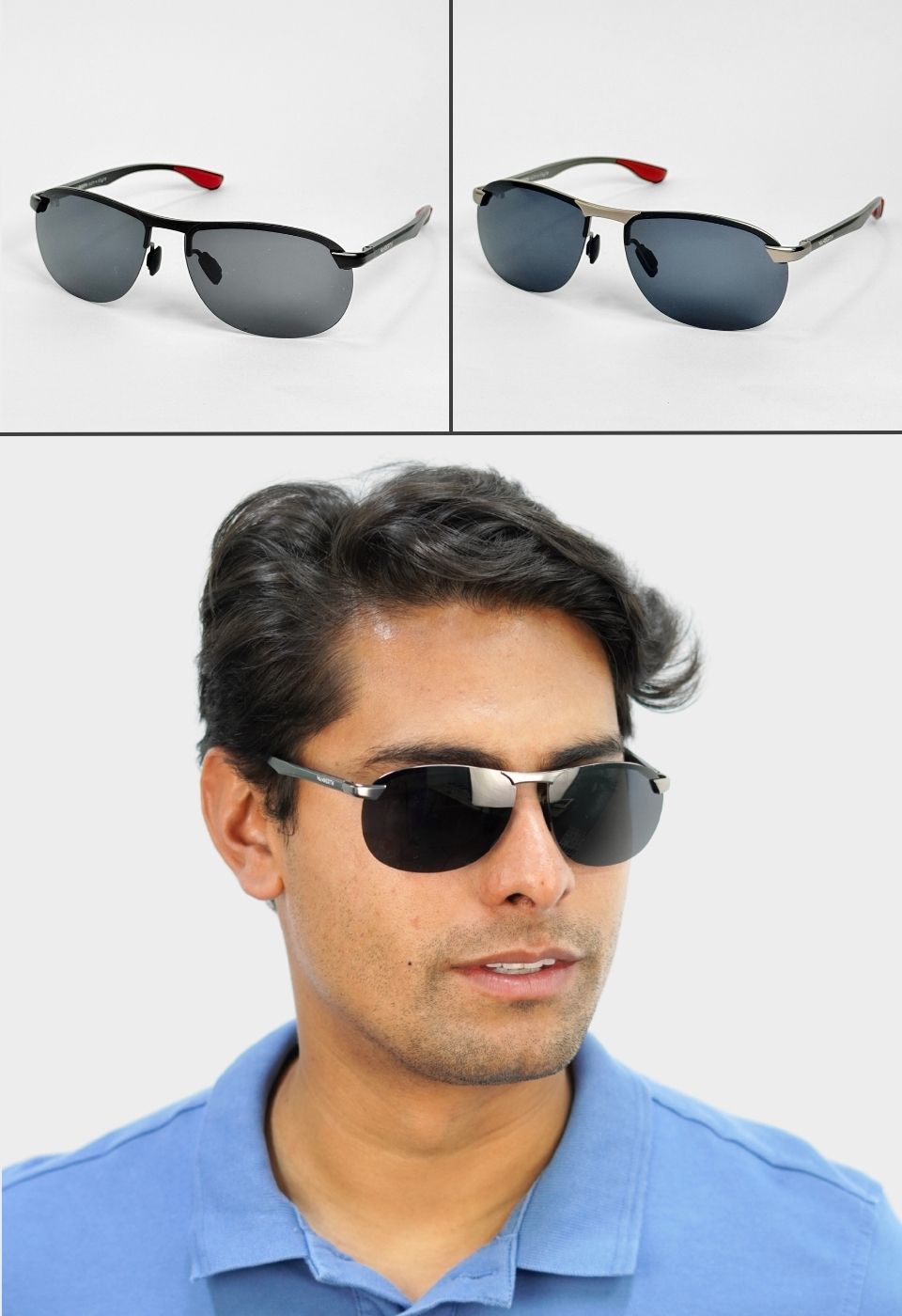 ggafas.com -Gafas Sol Filtro UV400 Lente Polarizado Plateado-Gris ggafas.com -Gafas Sol Filtro UV400 Lente Polarizado Plateado-Gris